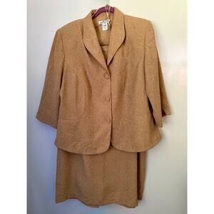 Vintage 80’s Lady Dorby Golden Yellow Blazer Jacket Skirt Suit Set 20W 2X Office